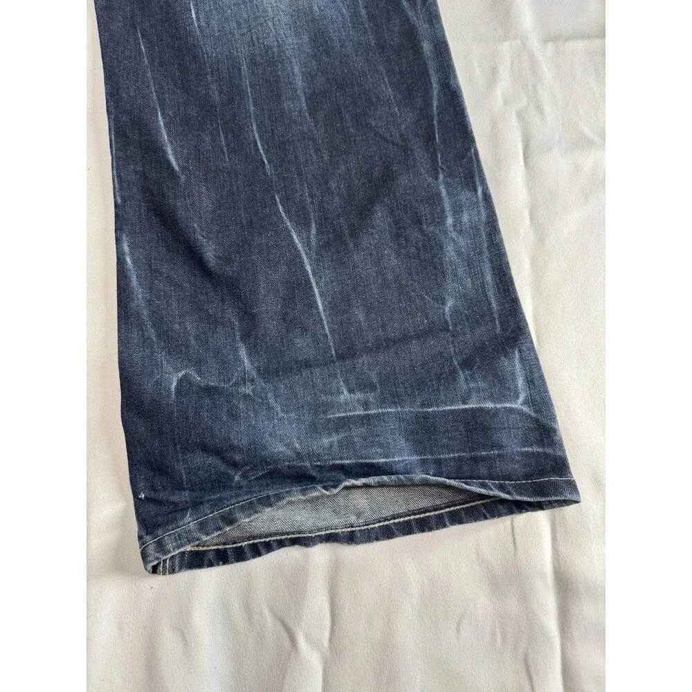 Artful Dodger Blue Jeans Embroidered Pockets Wide Leg Baggy Y2K Mens Size 42X33